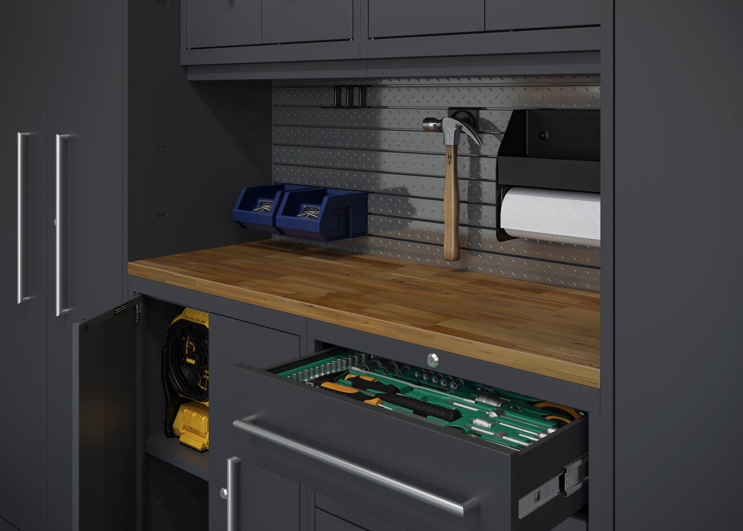 Core Plus Series 7pc Cabinet Set with Tool, Wall Cabinets and 30" Lockers