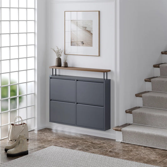 Antibacterial 4 Tier metal shoe cabinet with shelf