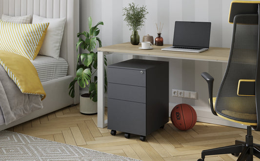 Mobile Metal Filing Cabinet with Lock – 2-Drawer or 3-Drawer Pedestal on Wheels - JMKG