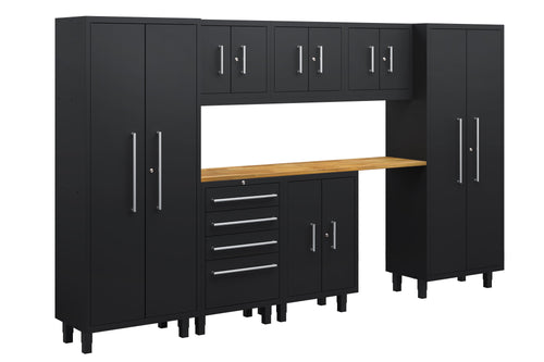 Core Plus Series 8pc Cabinets Set with Base, Tool, Wall Cabinets and 30" Lockers