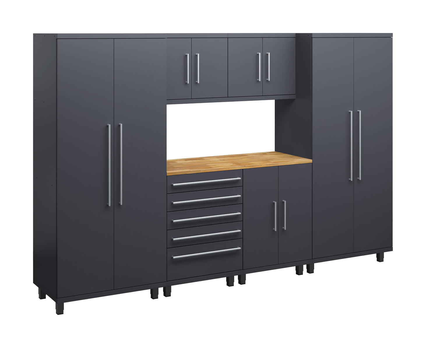 Prestige Series 7pc Cabinet Set with Base, Tool, Wall Cabinets and 36" Lockers