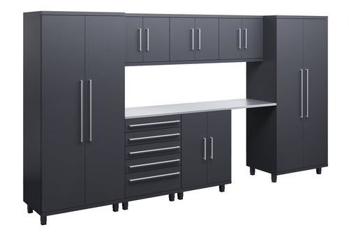 Prestige Series 8pc Cabinets Set with Base, Tool, Wall Cabinets and 36" Lockers