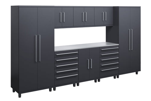 Prestige Sereis 9pc Cabinet Set with Base, Tool Drawer, Wall Cabinets and 36" Lockers