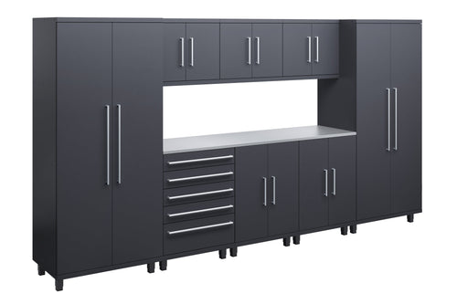 Prestige Series 9pc Cabinet Set with Bases, Tool Drawer, Wall Cabinets and 36" Lockers