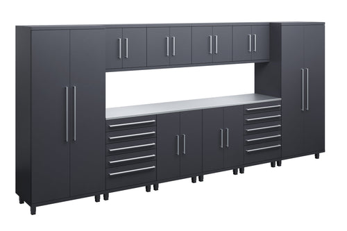 Prestige Series 12pc Cabinet Set with Base, Tool Drawer, Wall Cabinets and 36" Lockers