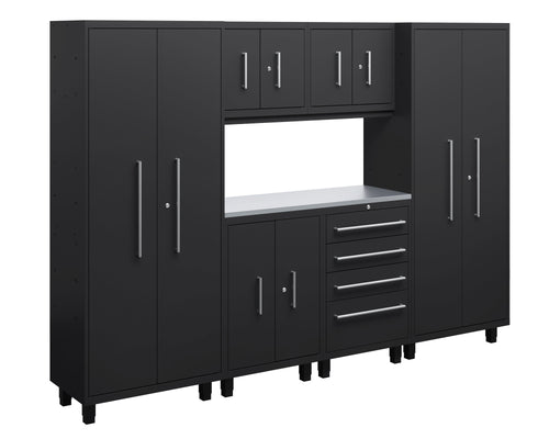 Core Plus Series 7pc Cabinet Set with Base, Tool, Wall Cabinets and 30" Lockers