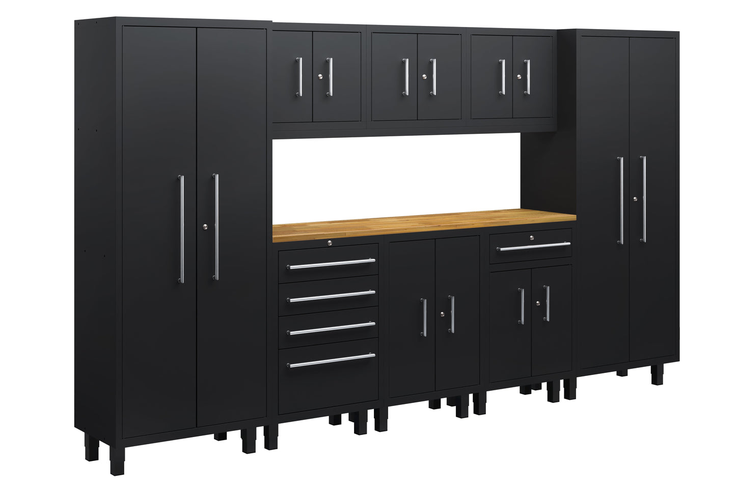 Core Plus Series 9pc Cabinet Set with Base, Tool Drawer, Split, Wall Cabinets and 30" Lockers