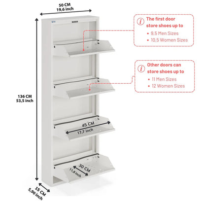 Antibacterial 4 Tier metal shoe cabinet front holes