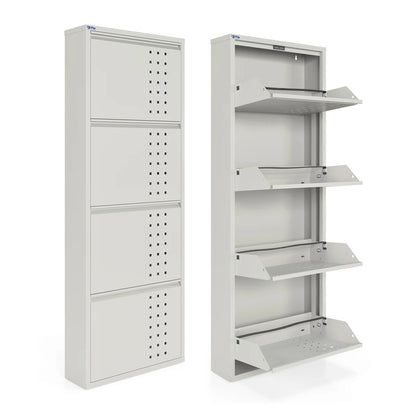 Antibacterial 4 Tier metal shoe cabinet front holes