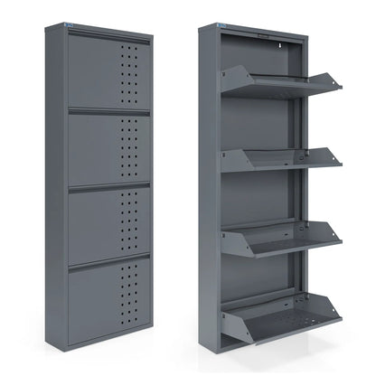 Antibacterial 4 Tier metal shoe cabinet front holes