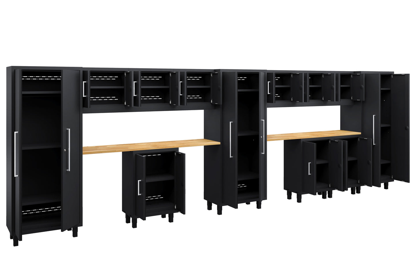 Core Plus Series 14pc Cabinet Set with Base, Wall Cabinets and 30" Lockers