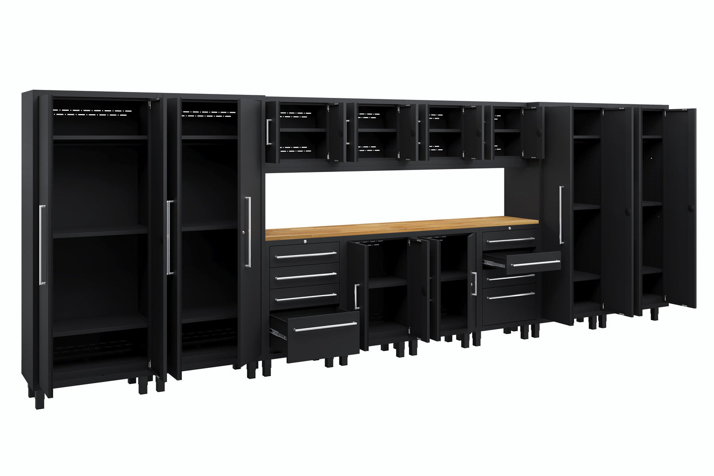 Core Plus Series 14pc Cabinet Set with Base, Tool Drawer, Wall Cabinets and 30" Lockers