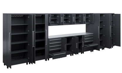 Prestige Series 14pc Cabinet Set with Base, Tool, Wall Cabinets and 36" Lockers