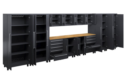Prestige Series 14pc Cabinet Set with Base, Tool, Wall Cabinets and 36" Lockers