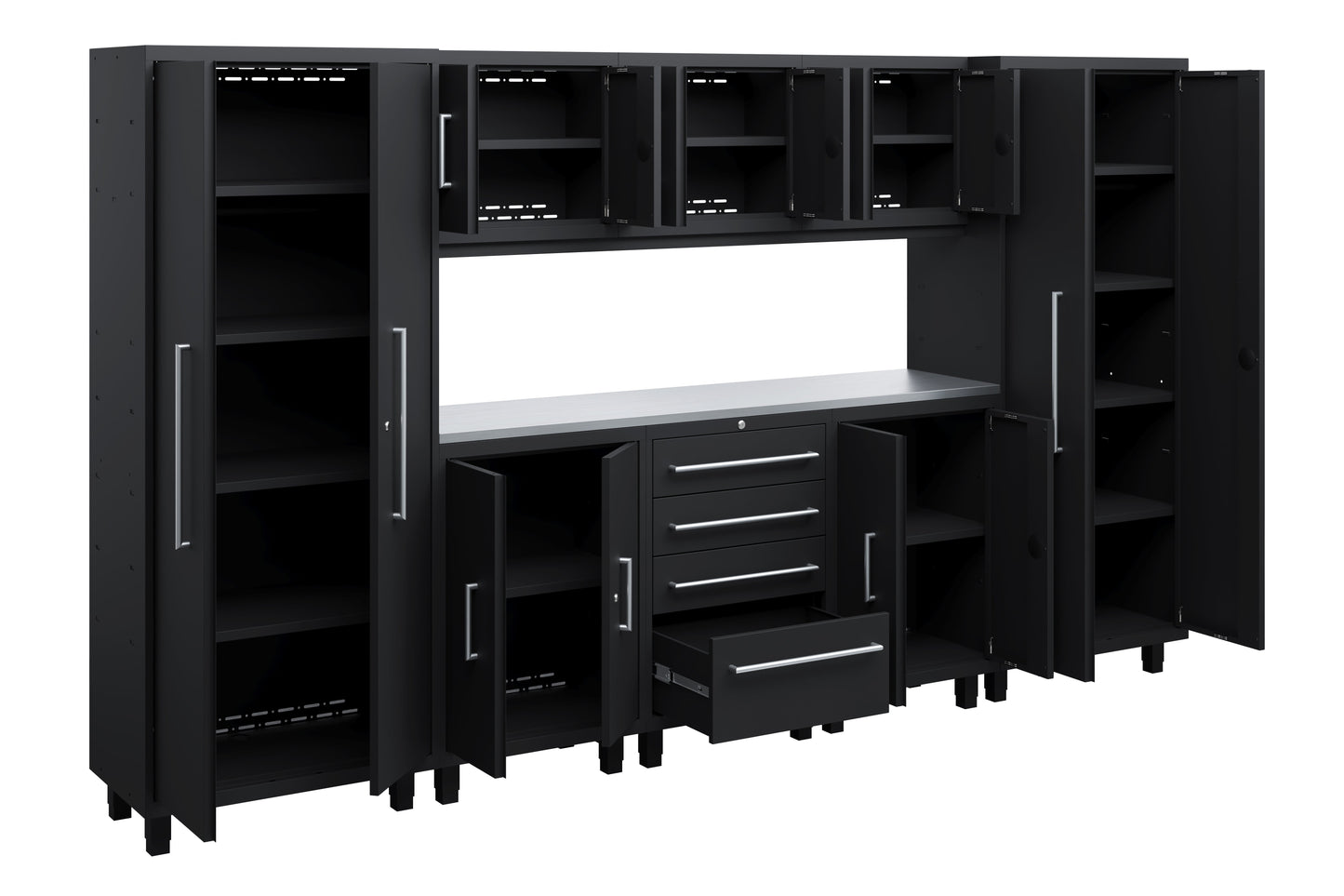 Core Plus Series 9pc Cabinet Set with Base, Tool Drawer, Wall Cabinets and 30" Lockers