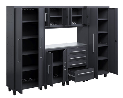 Core Plus Series 7pc Cabinet Set with Base, Tool, Wall Cabinets and 30" Lockers