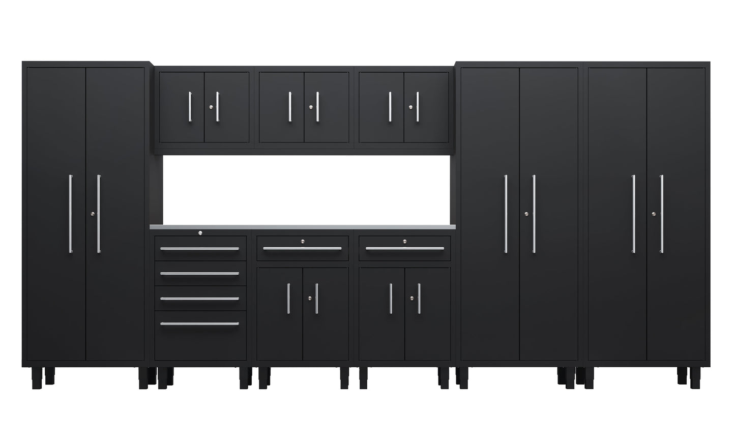 Core Plus Series 10pc Cabinet Set with Base, Split, Tool Drawer, Wall Cabinets and 30" Lockers