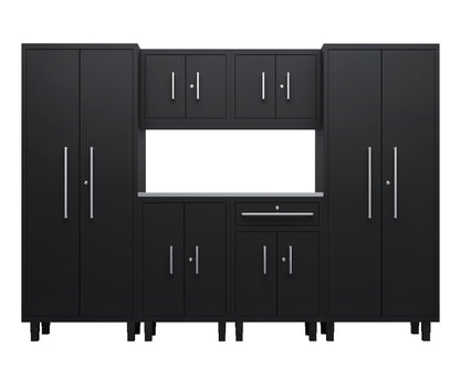 Core Plus Series 7pc Cabinet Set with Base, Split, Wall Cabinets and 30" Lockers