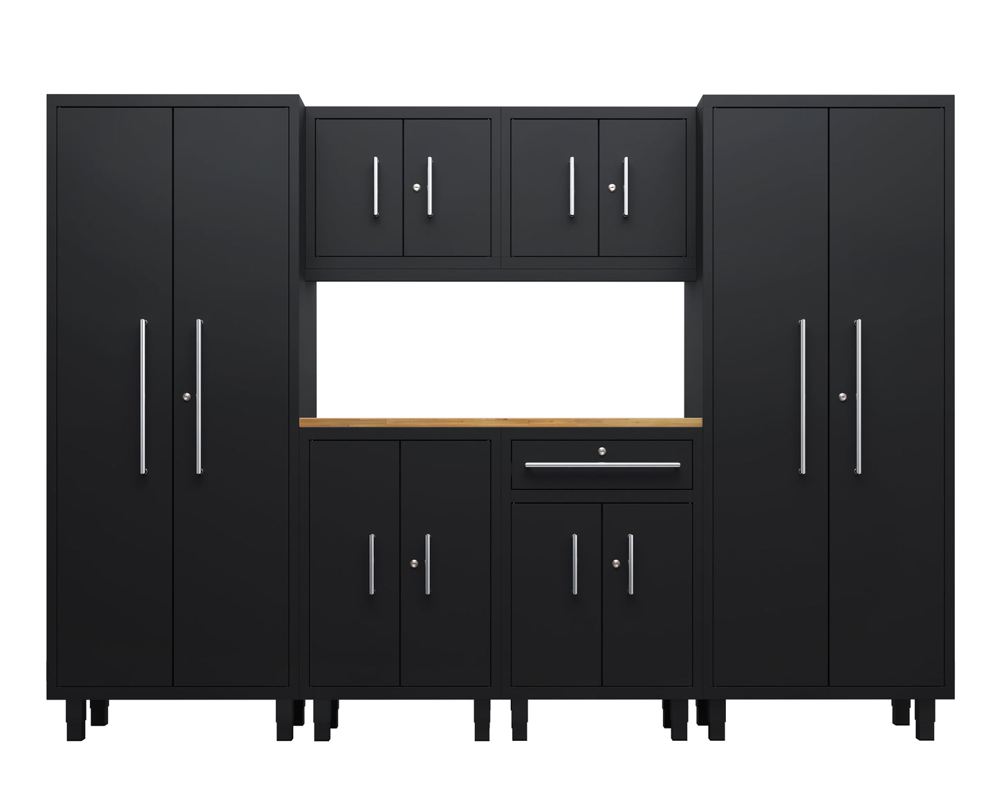 Core Plus Series 7pc Cabinet Set with Base, Split, Wall Cabinets and 30" Lockers