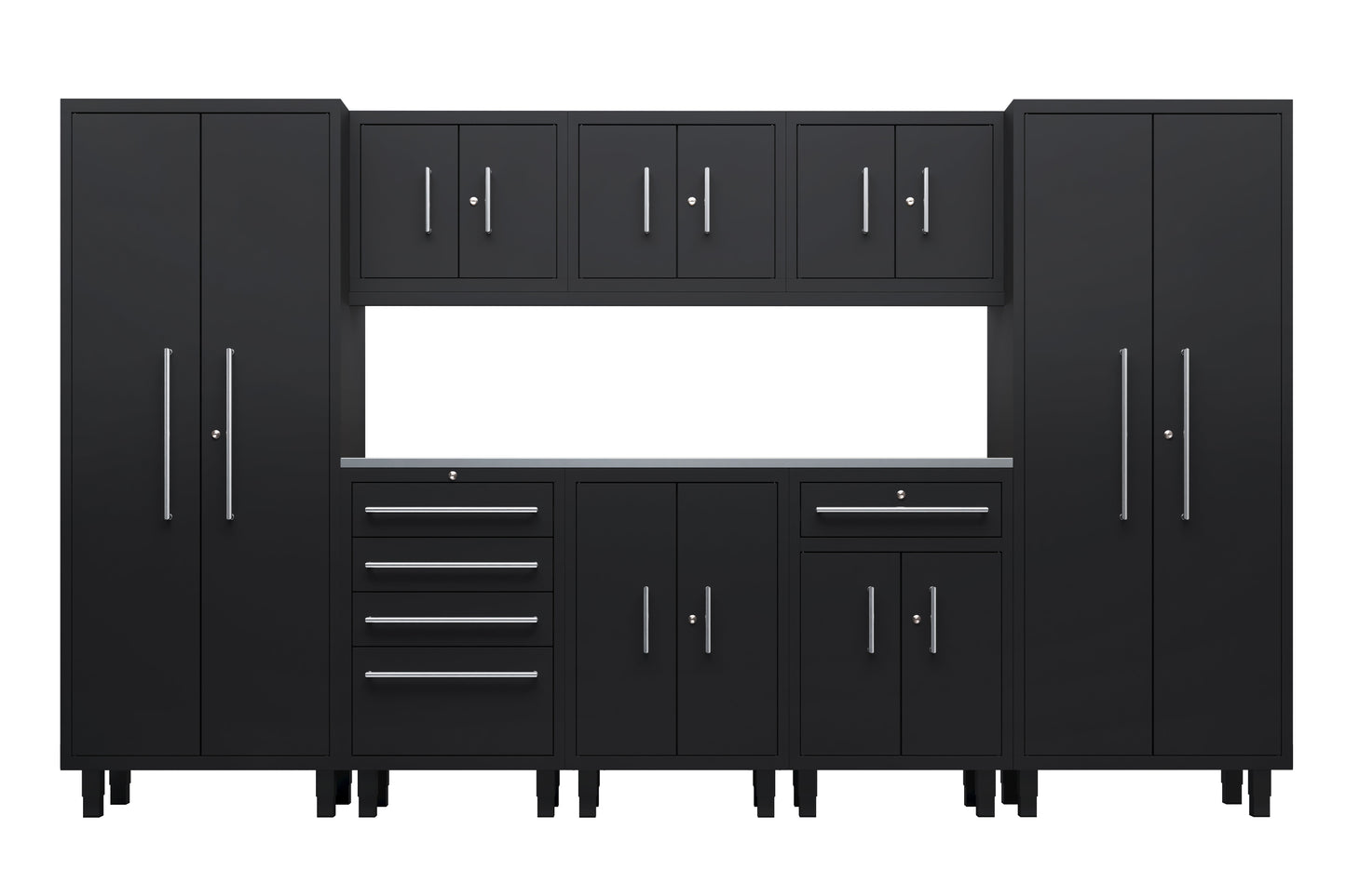 Core Plus Series 9pc Cabinet Set with Base, Tool Drawer, Split, Wall Cabinets and 30" Lockers