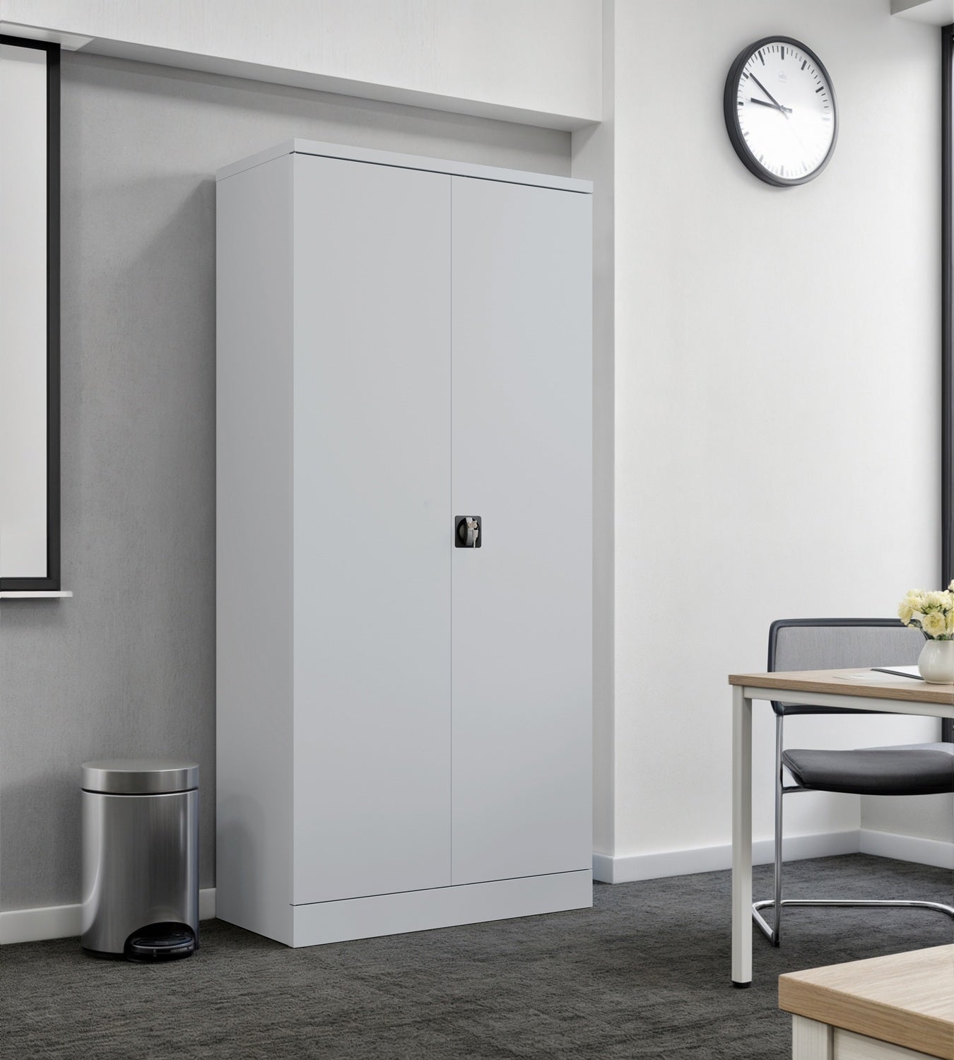 BDM Metal Storage Cabinet – Flat-Pack Design with 4 Adjustable Shelves, Locking Doors, Heavy-Duty Storage