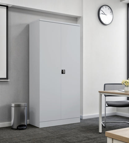 BDM Metal Storage Cabinet – Flat-Pack Design with 4 Adjustable Shelves, Locking Doors, Heavy-Duty Storage