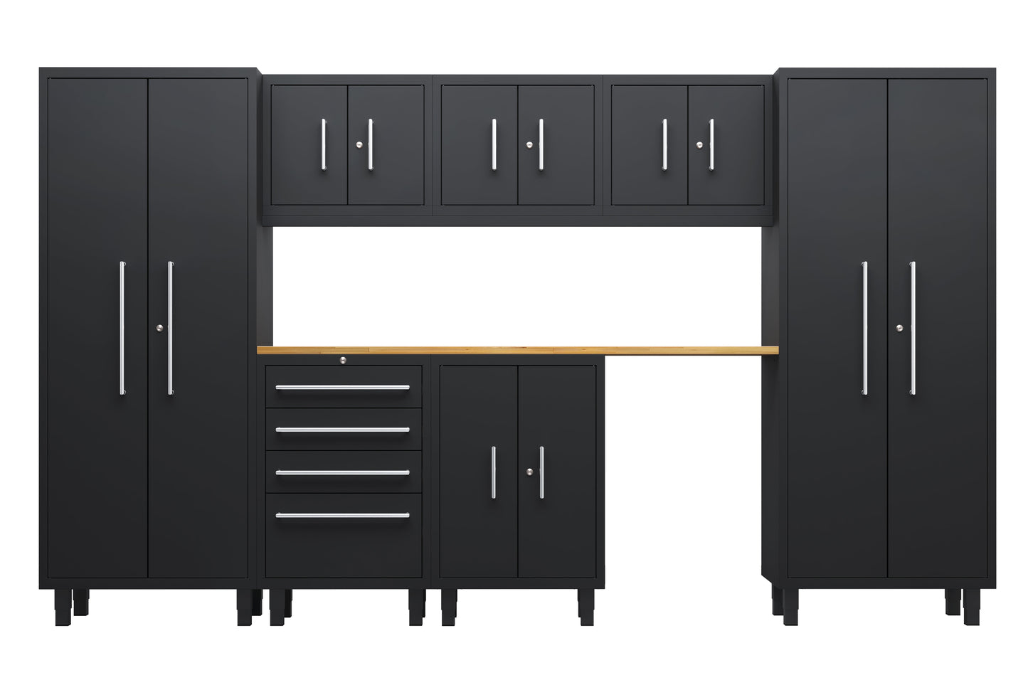 Core Plus Series 8pc Cabinets Set with Base, Tool, Wall Cabinets and 30" Lockers