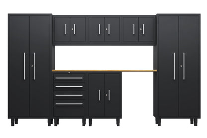 Core Plus Series 8pc Cabinets Set with Base, Tool, Wall Cabinets and 30" Lockers
