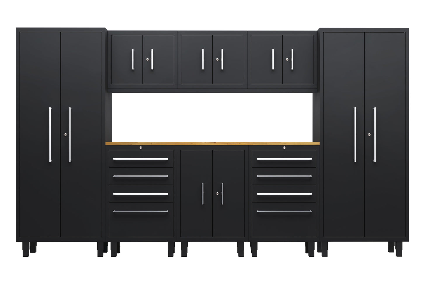 Core Plus Series 9pc Cabinet Set with Base, Tool Drawers, Wall Cabinets and 30" Lockers