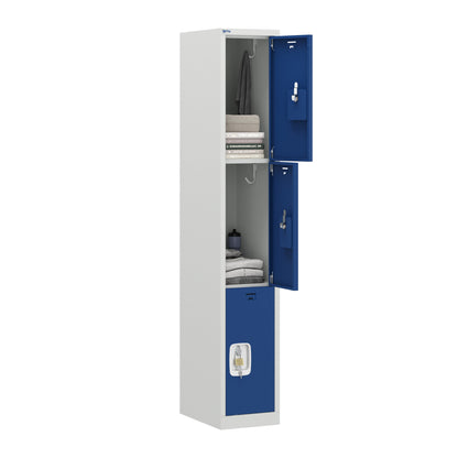 PH Series Premium Steel 3-Tier Lockers, Rear Ventilated, Name Plate Holder