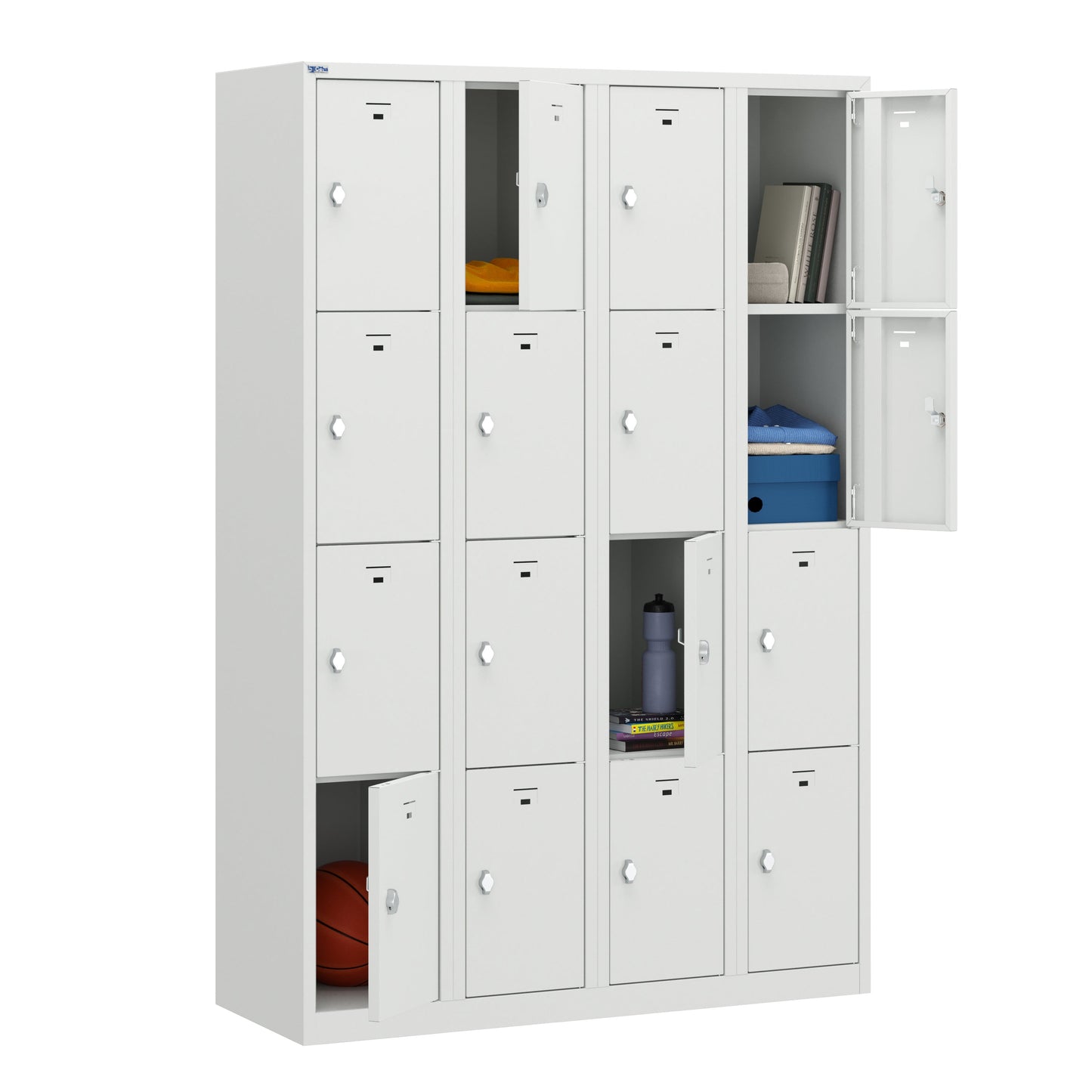 PH Series Premium Steel 4-Tier Lockers, Rear Ventilated, Name Plate Holder