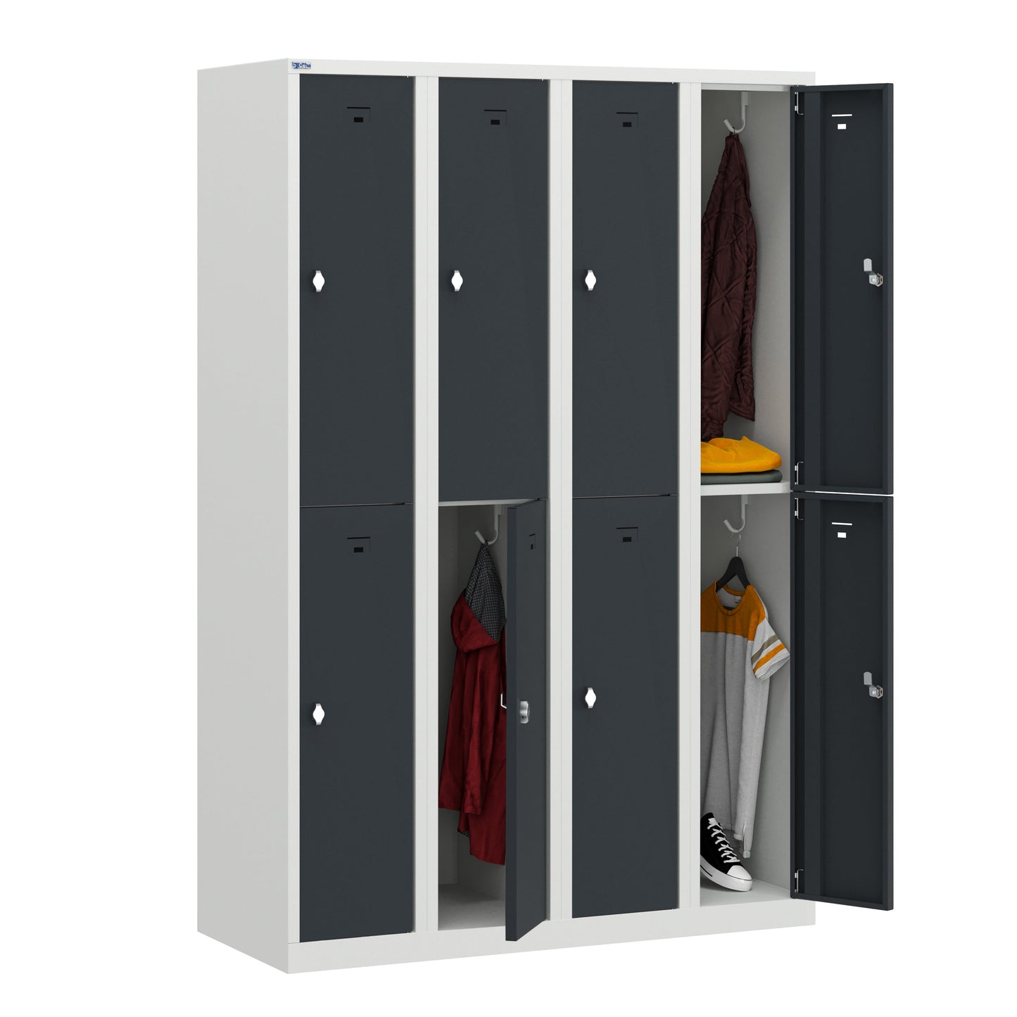 PH Series Premium Steel 2-Tier Lockers, Rear Ventilated, Name Plate Holder