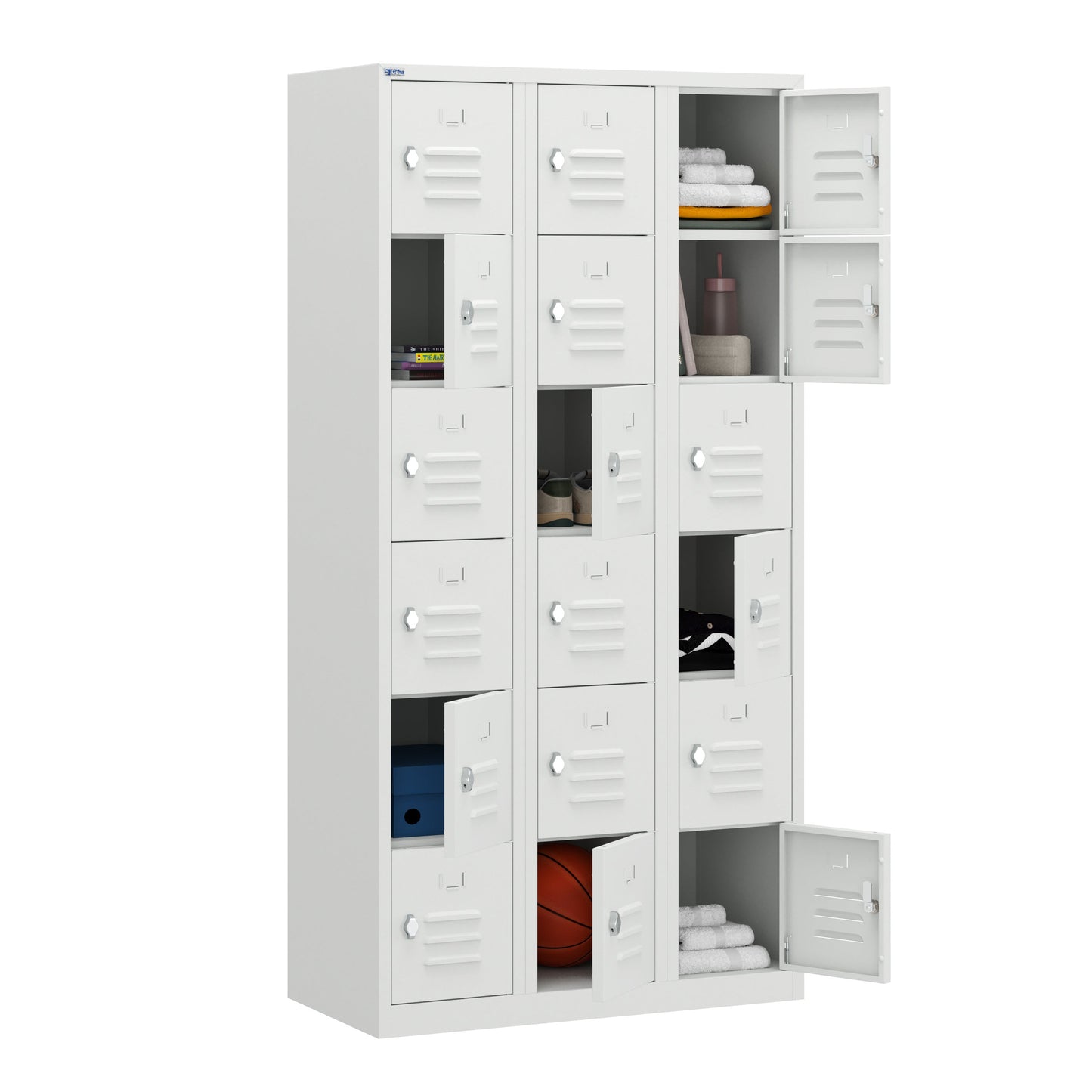 RH Series, Commercial Grade Steel 6-Tier Locker, Louver Vents, Banks of 1, 2, 3, or 4
