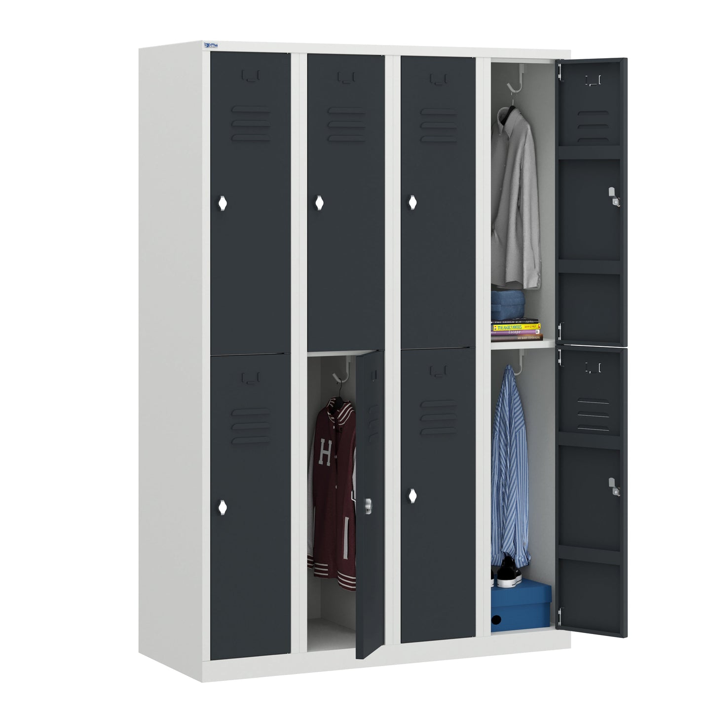 RH Series, Commercial Grade Steel 2-Tier Locker, Louver Vents, Banks of 1, 2, 3, or 4