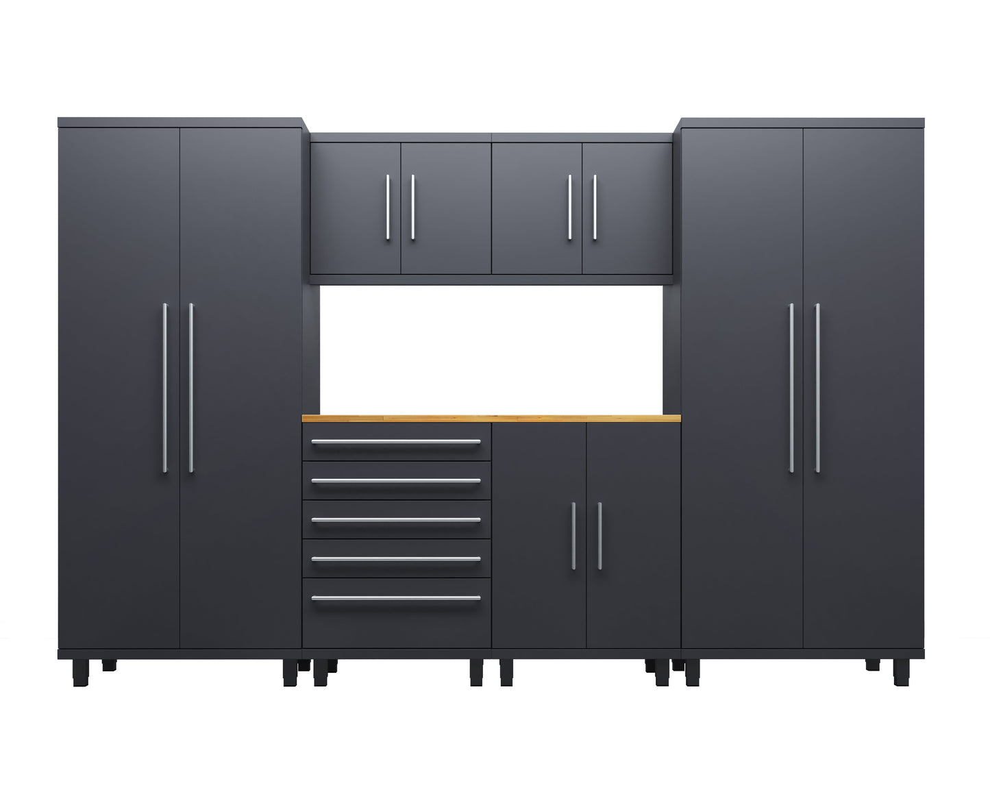 Prestige Series 7pc Cabinet Set with Base, Tool, Wall Cabinets and 36" Lockers