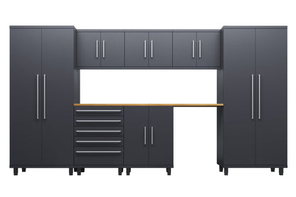 Prestige Series 8pc Cabinets Set with Base, Tool, Wall Cabinets and 36" Lockers