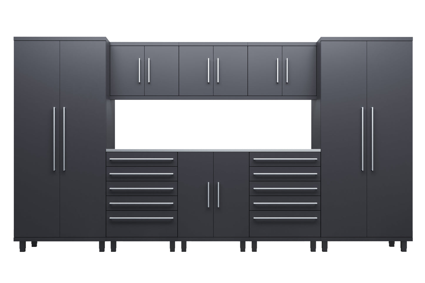 Prestige Sereis 9pc Cabinet Set with Base, Tool Drawer, Wall Cabinets and 36" Lockers