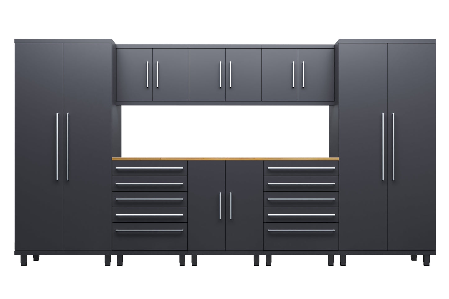 Prestige Sereis 9pc Cabinet Set with Base, Tool Drawer, Wall Cabinets and 36" Lockers