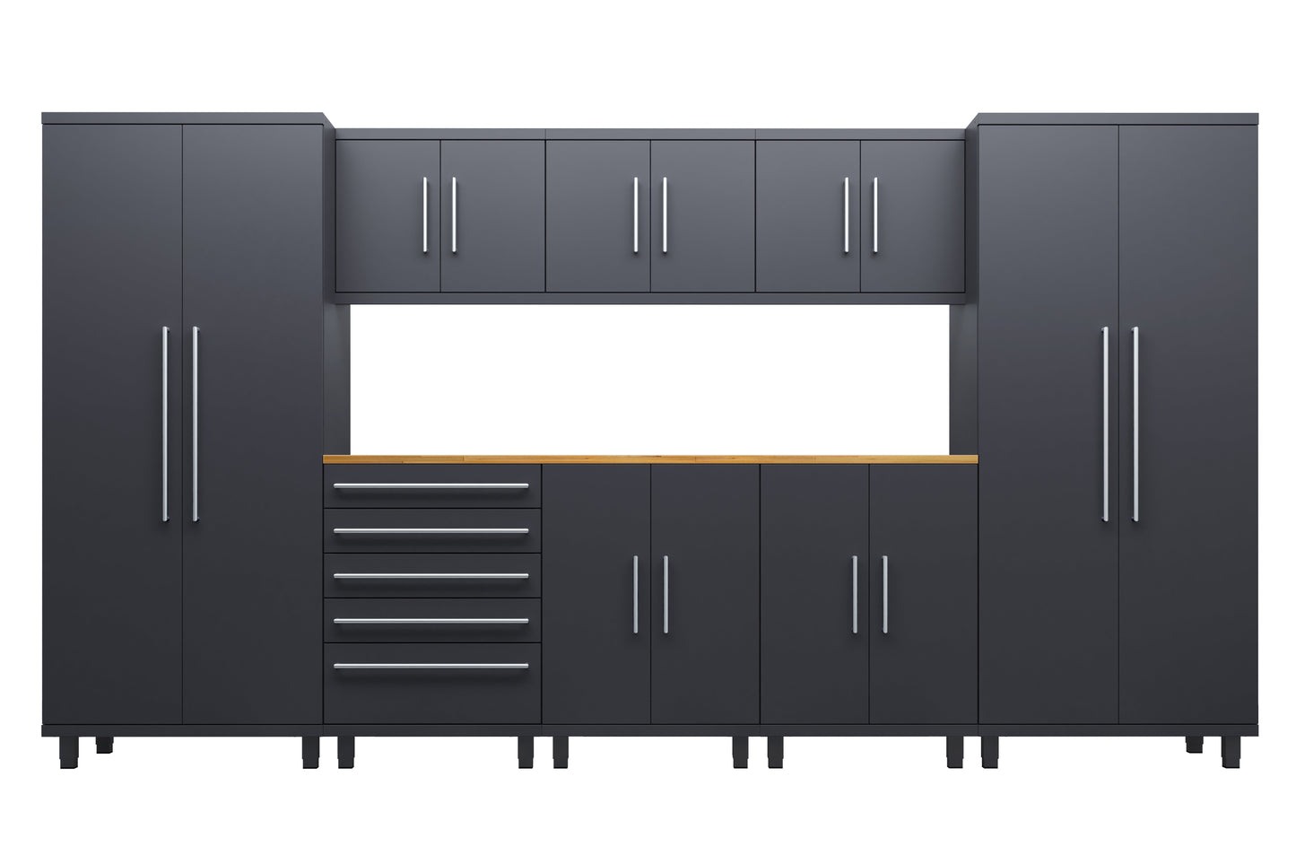 Prestige Series 9pc Cabinet Set with Bases, Tool Drawer, Wall Cabinets and 36" Lockers