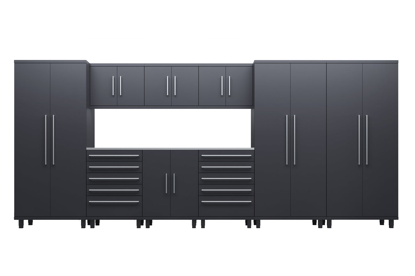 Prestige Series 10pc Cabinet Set with Base, Tool Drawer, Wall Cabinets and 36" Lockers
