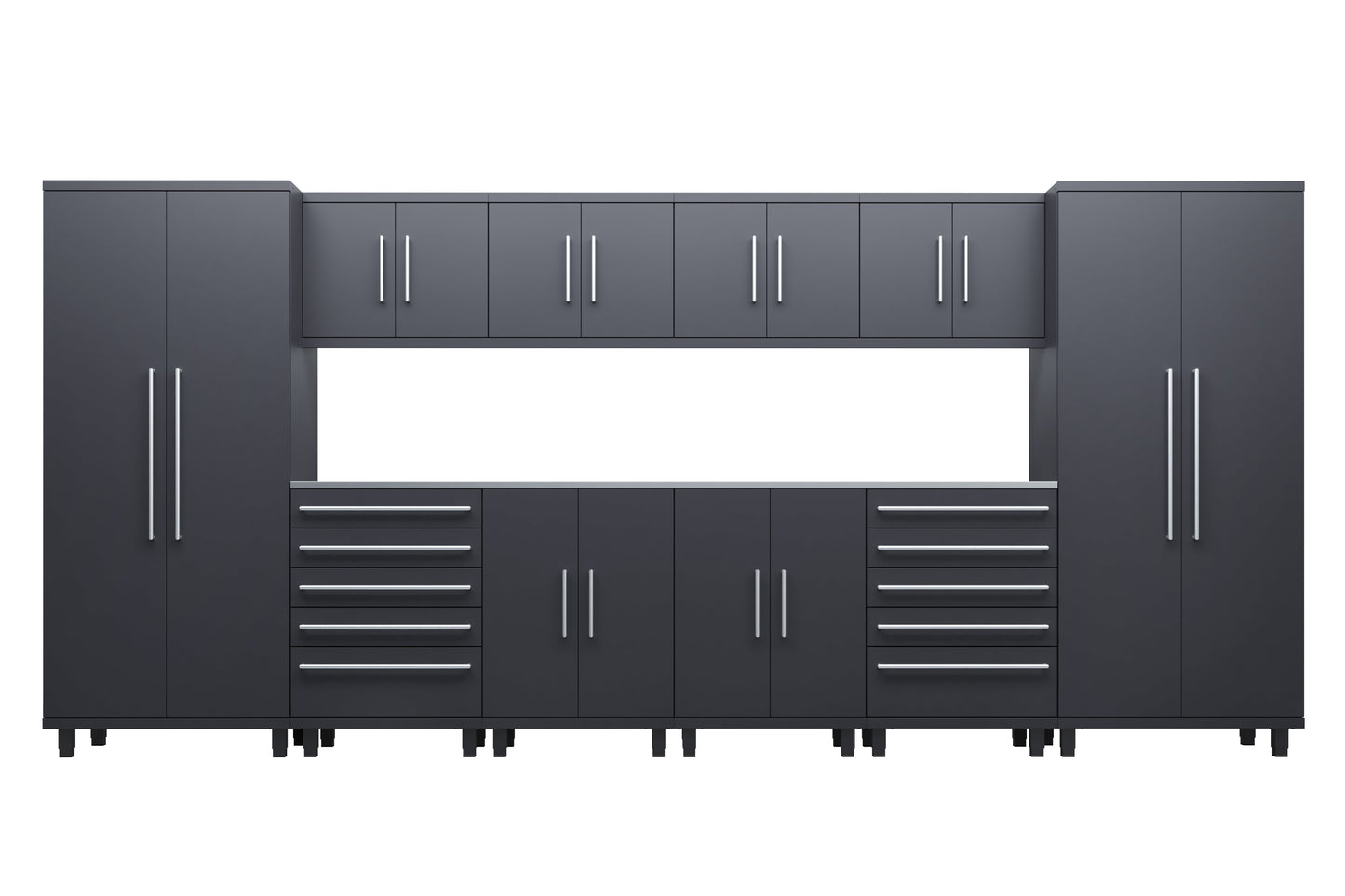 Prestige Series 12pc Cabinet Set with Base, Tool Drawer, Wall Cabinets and 36" Lockers