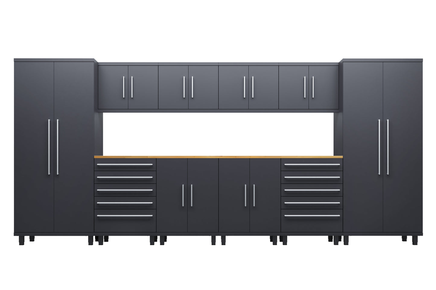 Prestige Series 12pc Cabinet Set with Base, Tool Drawer, Wall Cabinets and 36" Lockers