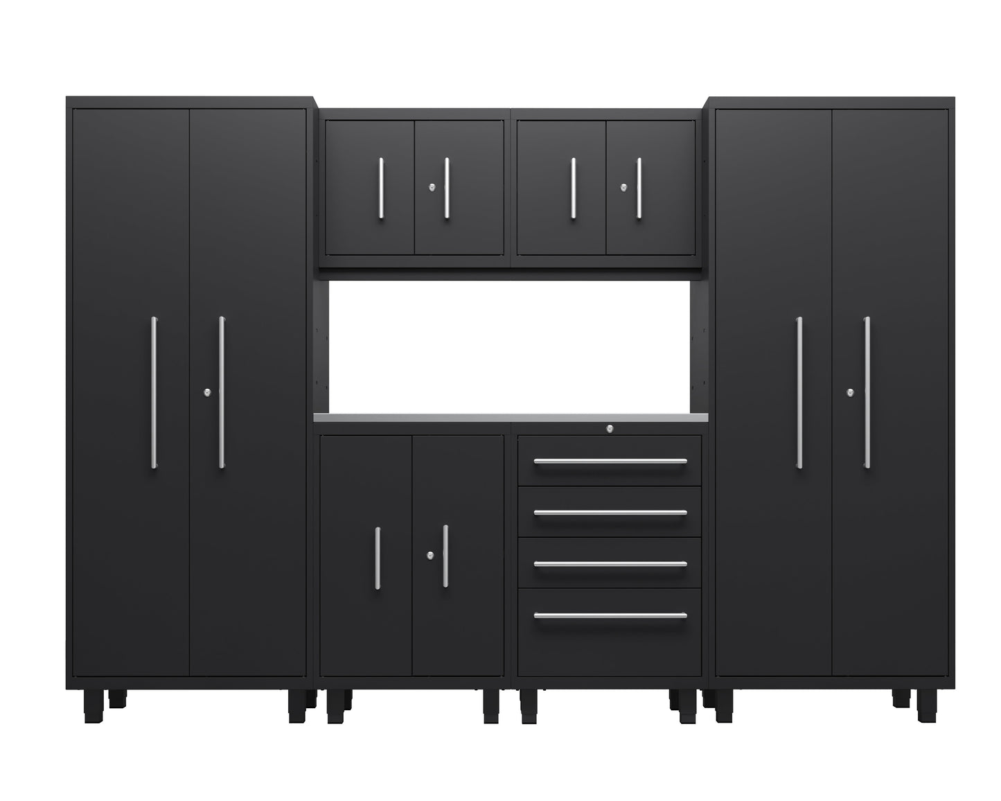 Core Plus Series 7pc Cabinet Set with Base, Tool, Wall Cabinets and 30" Lockers