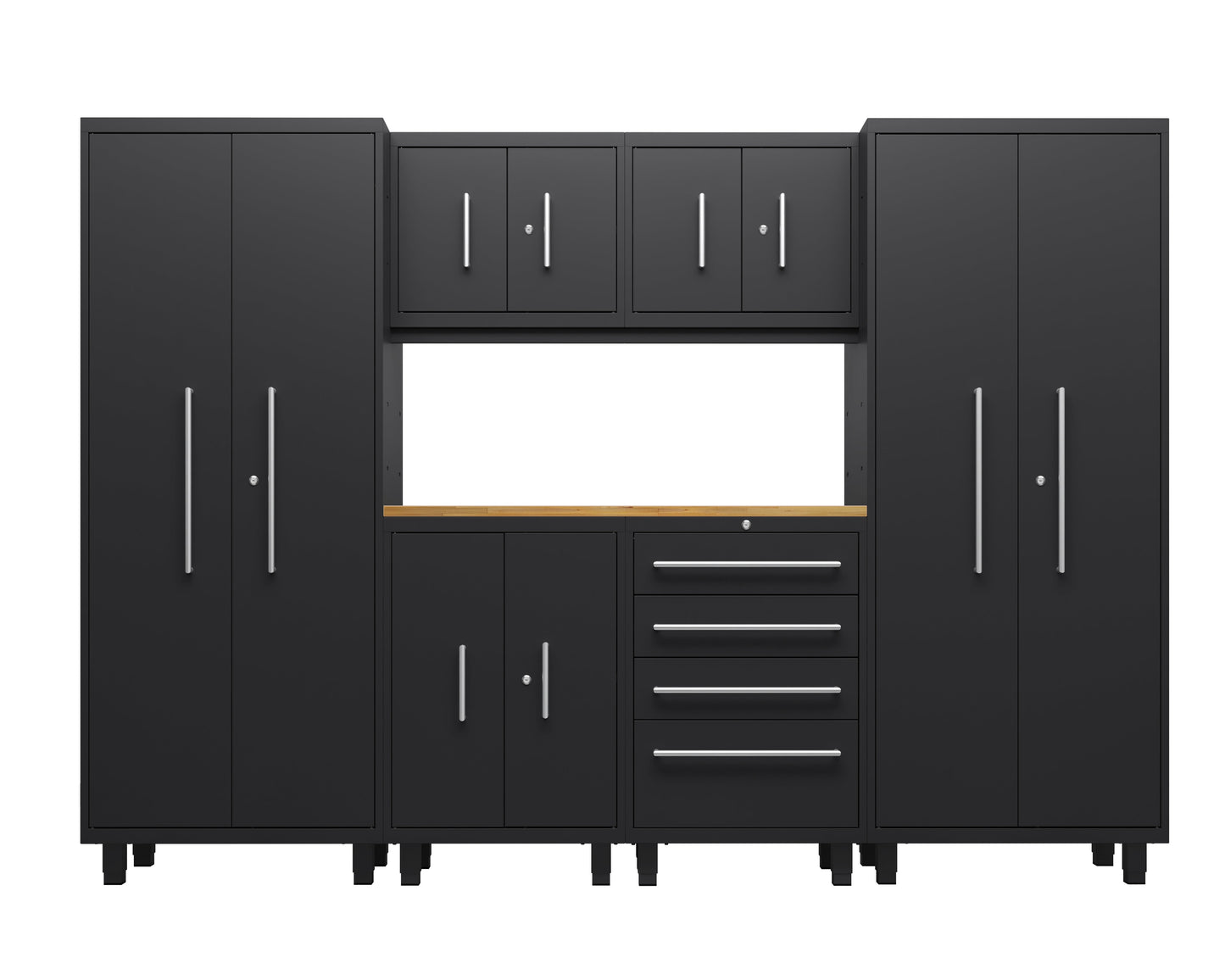 Core Plus Series 7pc Cabinet Set with Base, Tool, Wall Cabinets and 30" Lockers