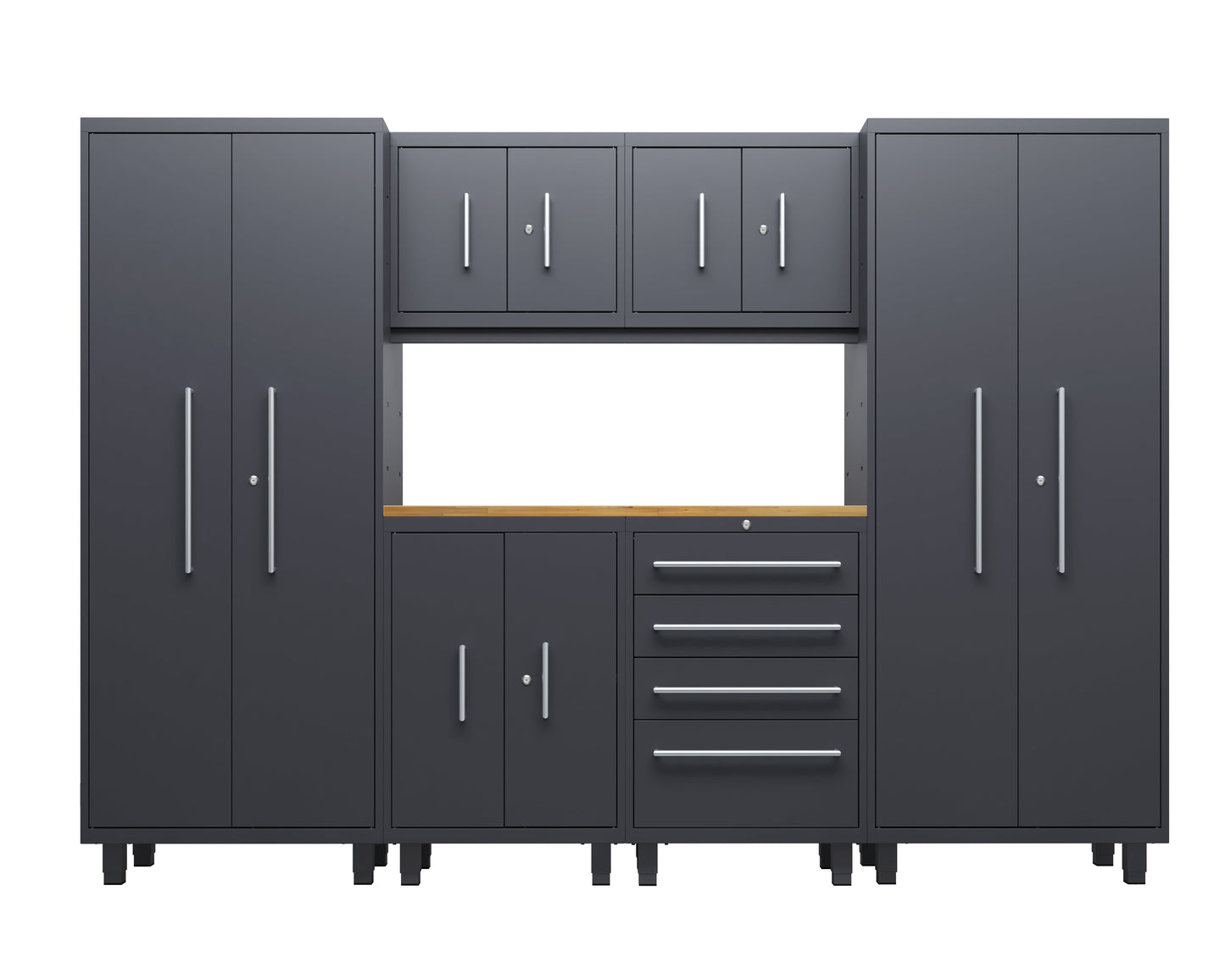 Core Plus Series 7pc Cabinet Set with Base, Tool, Wall Cabinets and 30" Lockers
