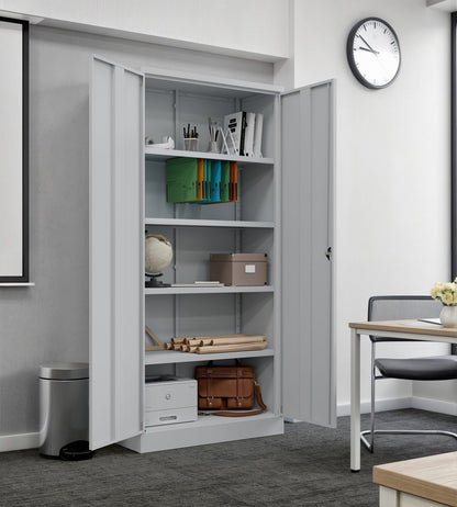 BDM Metal Storage Cabinet – Flat-Pack Design with 4 Adjustable Shelves, Locking Doors, Heavy-Duty Storage