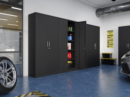 BDM-180 Metal Storage Cabinet – Flat-Pack with Pull Handles, Locking Doors & Adjustable Shelves