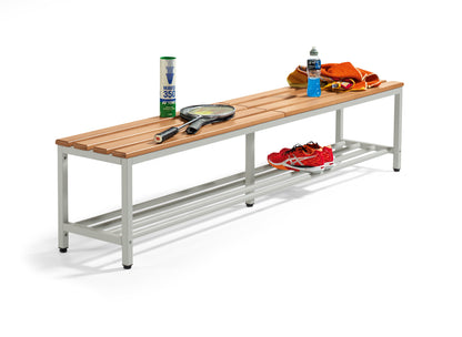 CB-CH Multipurpose Bench with Shoe Rack and varnished hornbeam slats - Light Gray (Flat Pack)