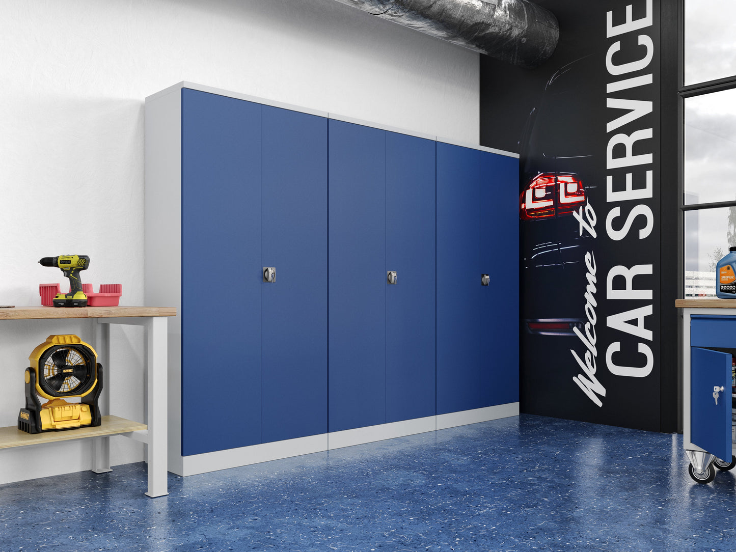 BDM Metal Storage Cabinet – Flat-Pack Design with 4 Adjustable Shelves, Locking Doors, Heavy-Duty Storage
