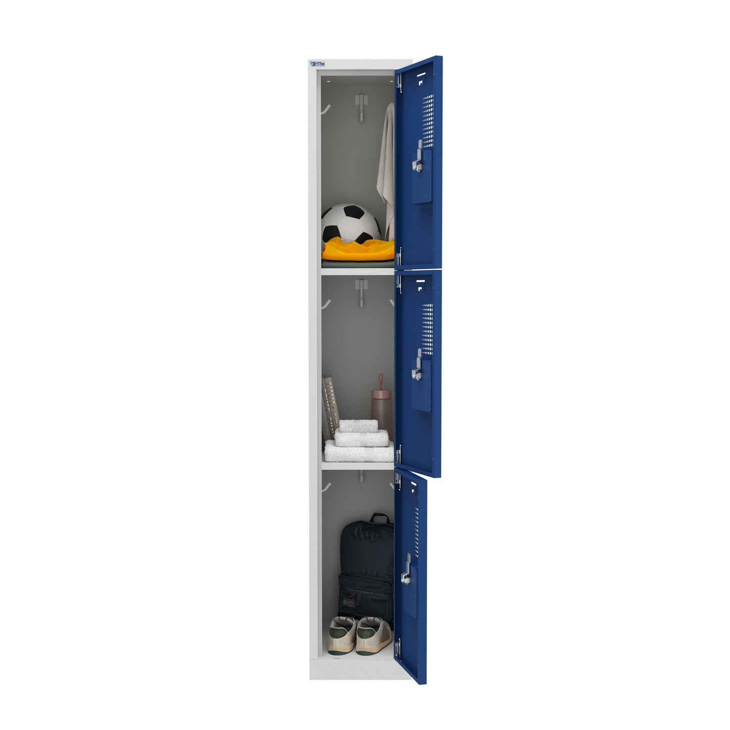 NH Series 3-Tier Premium Steel Locker with Front Vents, Heavy Duty